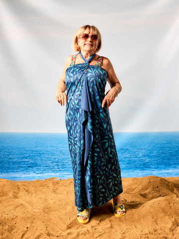 Foto Vidám strandkendő Türkiz virágok