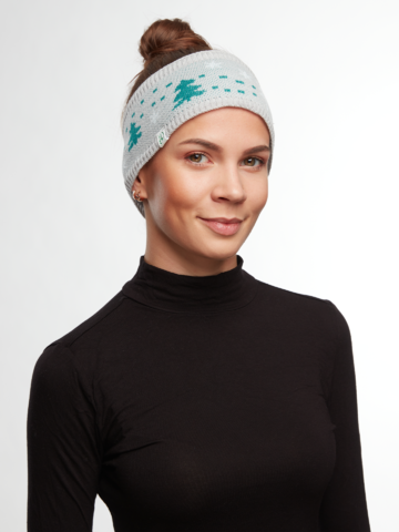 Foto Vidám női kötött fejpánt Szürke erdő