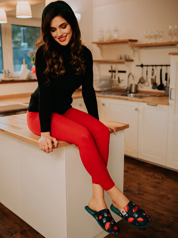 Red Cotton Leggings Dedoles