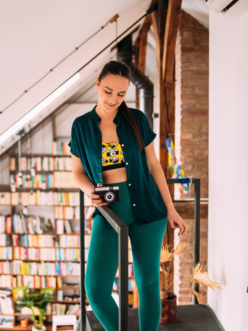 Výnimočný darček od Dedoles Legging vert émeraude en coton organique pour femmes