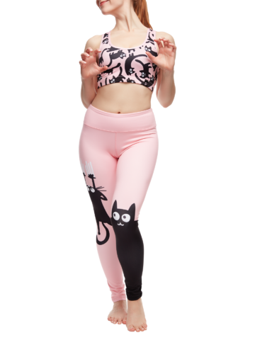 Foto Vidám fitnesz leggings Rózsaszín cicák