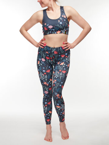 Lifestyle foto Leggings desportivas alegres Flores de Jardim