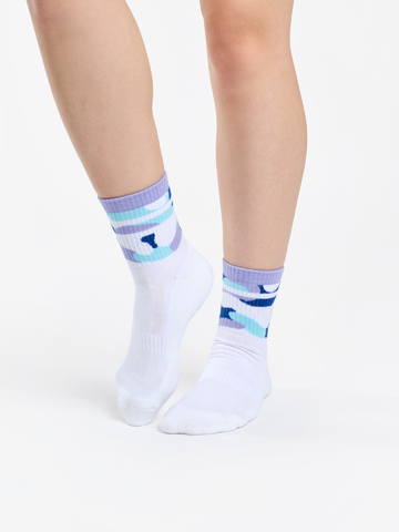 Lifestyle foto Calzini funzionali Buonumore a mezzo polpaccio Viola - Camo