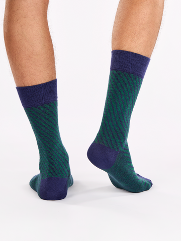 Rabatt Blaue und grüne gemusterte Socken