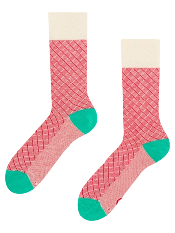 Výpredaj Tyrkysovo-červené vzorované ponožky