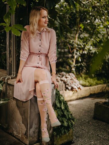 Obrázok produktu Vrolijke nylon kniekousen Waterlelie