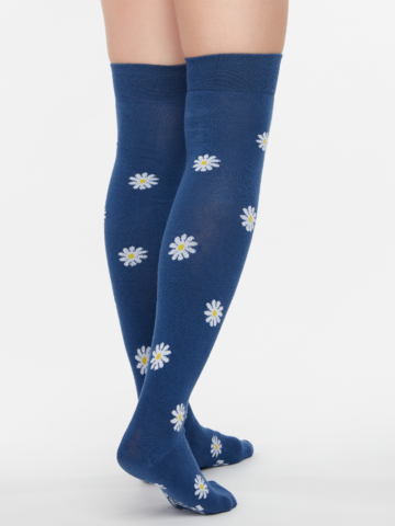 Gift idea Over the Knee Socks White Daisies