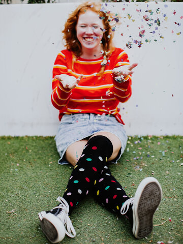 Sale Over the Knee Socks Dots All Over