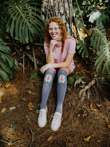 Výnimočný darček od Dedoles Meias alegres acima do joelho Ouriço-cacheiro Cinzento