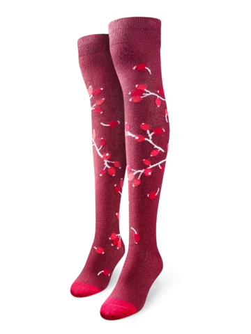 Obrázok produktu Chaussettes rigolotes hautes au-dessus des genoux Églantiers mûrs