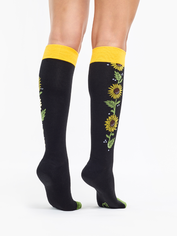 Looking for an original and unusual gift? The gifted person will surely surprise with Knee High Socks Sunflowers at Night