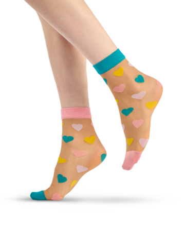 Obrázok produktu Весели найлонови чорапи Пастелни сърца