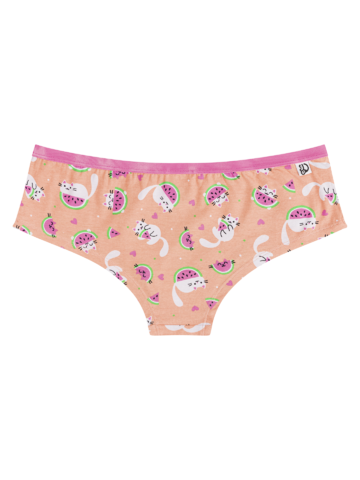 Pre dokonalý a originálny outfit Veselé dámske hipster nohavičky Mačka s melónom