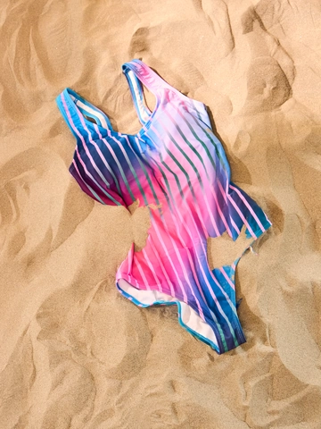 Tip na darček Maillot de bain une pièce rigolo Rayures violettes