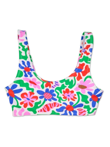 Lifestyle foto Veselý sportovní vrchní díl plavek Bláznivé květy