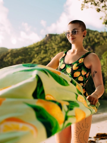 Lifestyle foto Serviette de plage rigolote Citrons
