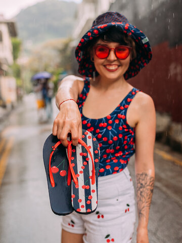 Sale Flip Flops with Decoration Charm Cherries