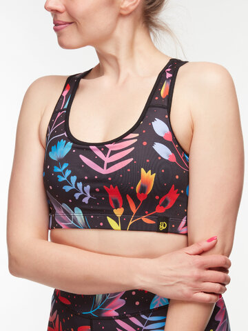Lifestyle foto Veselá športová podprsenka Neónové kvety