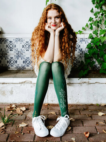 Sale Nylon Tights Autumn Leaves