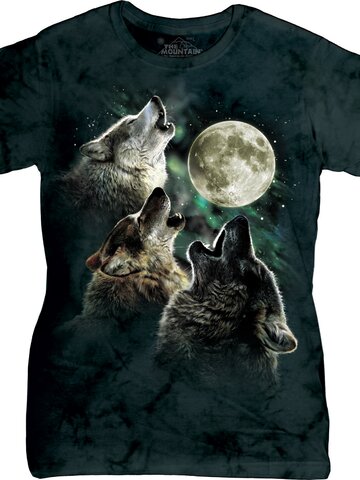 Hľadáte originálny a nezvyčajný darček? Obdarovaného zaručene prekvapí Dámske tričko Tri vlky vyjúce na mesiac