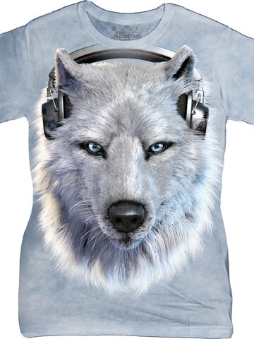 Hľadáte originálny a nezvyčajný darček? Obdarovaného zaručene prekvapí Dámske tričko Biely Vlk so Slúchadlami