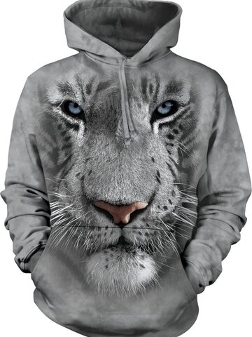 Hledáte originální a neobvyklý dárek? Obdarovaného zaručeně překvapí Mikina s kapucí Bílý tygr 3D