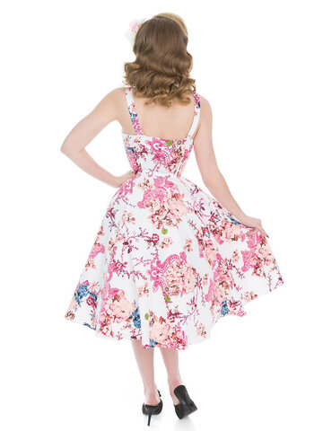 Foto Bílé retro pin up šaty Rajská zahrada