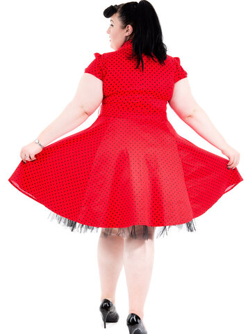 Szerezzen magának örömet ezzel a Dedoles darabbal Piros pöttyös retro pin up ruha
