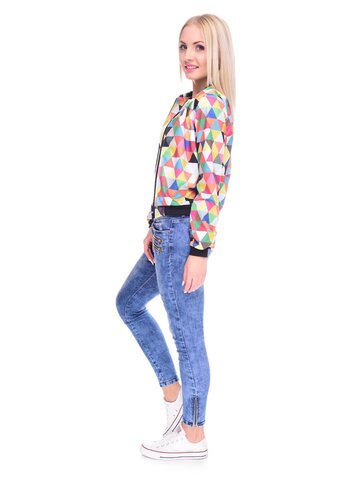 Lifestyle foto Дамско Бомбър Яке Цветни триъгълници