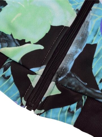 Obrázok produktu Дамско Бомбър Яке Синьозелени цветия