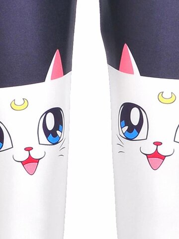 Tip na darček Dámske elastické legíny Biele mačky