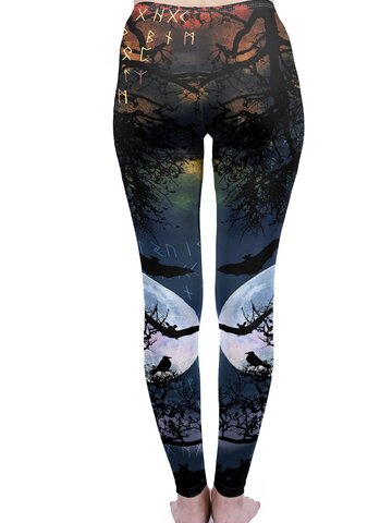 Hľadáte originálny a nezvyčajný darček? Obdarovaného zaručene prekvapí Dámske elastické legíny Halloweensky strom