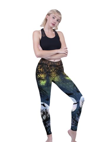 Lifestyle foto Dámske elastické legíny Halloweensky strom