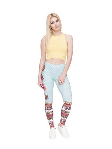 Lifestyle foto Dámske elastické legíny Mandala bodky