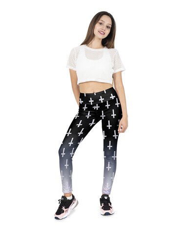 Lifestyle foto Dámske elastické legíny Otočené kríže