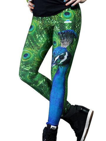 Výpredaj Dámske elastické legíny Páv