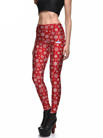 Lifestyle foto Dámské elastické legíny Sněhové vločky