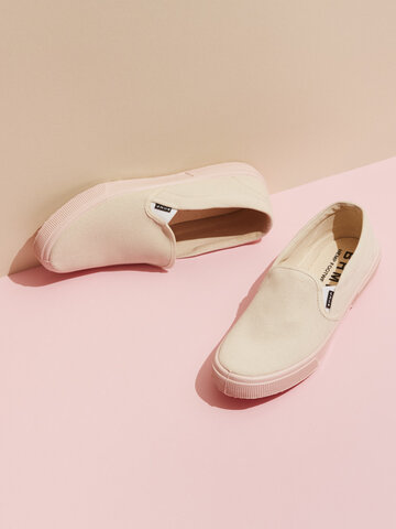 Výjimečný dárek od Dedoles Dámské slip-on boty z konopí béžové s růžovou kaučukovou podrážkou