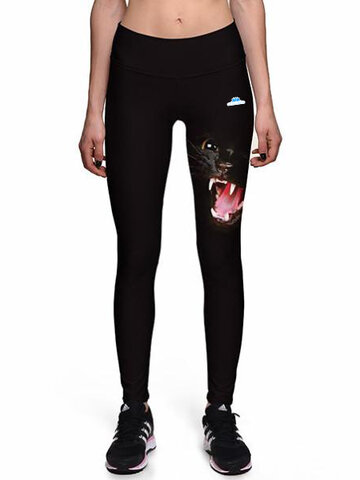 Výpredaj Dámske športové elastické legíny Čierna mačka