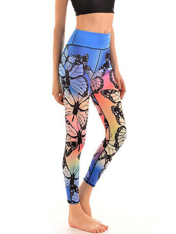 Hľadáte originálny a nezvyčajný darček? Obdarovaného zaručene prekvapí Dámske športové elastické legíny Dúhové motýle