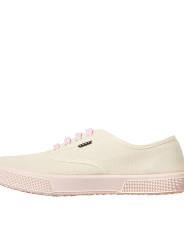 Výjimečný dárek od Dedoles Dámské veganské tenisky béžové s růžovou kaučukovou podrážkou