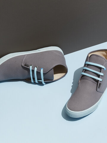 Bereiten Sie sich Freude mit diesem Dedoles-Stück Damen hohe Leinen Hanfturnschuhe grau-blau