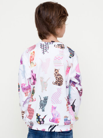 Sleva Dětská mikina bez kapuce Vzorované kočky