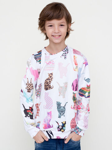 pro dokonalý a originální outfit Dětská mikina bez kapuce Vzorované kočky