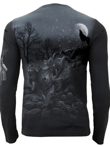 Výprodej Roztrhané tričko s dlouhým rukávem Vlčí stín