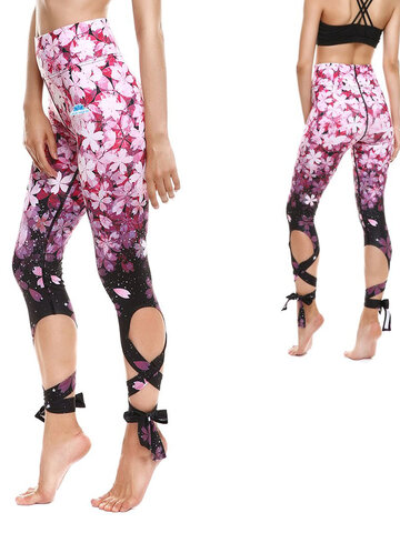 Obrázok produktu Fitness legíny so zaväzovaním Lupienky kvetov