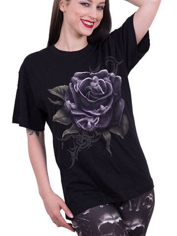 Obrázok produktu Čierne tričko Fialová ruža