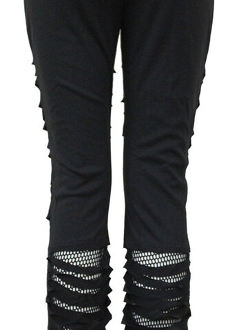 Rabatt Zerfetzte Leggings mit Netz Basic