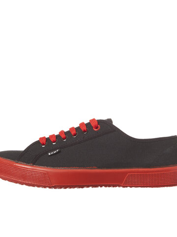 Výpredaj Pánske konopné tenisky čierne s červenou kaučukovou podrážkou