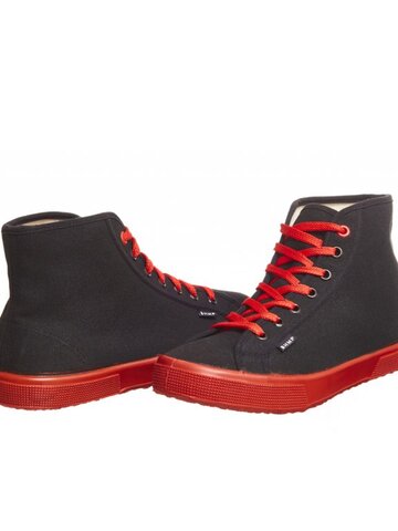 Výnimočný darček od Dedoles Pánske vysoké červeno-čierne tenisky z konopnej látky